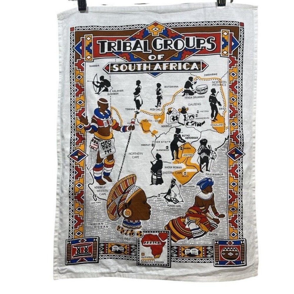 NWOT Tribal Groups Of South Africa Dish Tea Towel Landmarks Collectible ***VTG